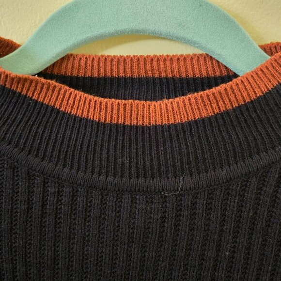 J.O.A. Los Angeles NWOT Navy Ribbed Flared Sleeve Contrast Stripe Top Size XS - Picture 5 of 6